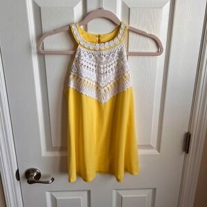 Lilly Pulitzer Womens Yellow Sleeveless Top with Crochet Detail Size‎ XXS